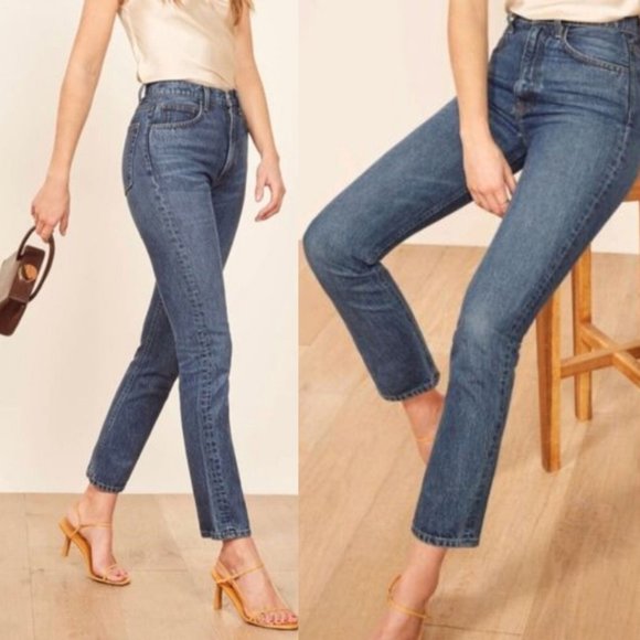 NWT Reformation Stevie Ultra High Rise Denim Jeans Straight Leg Sz 27 Perth - Picture 1 of 11